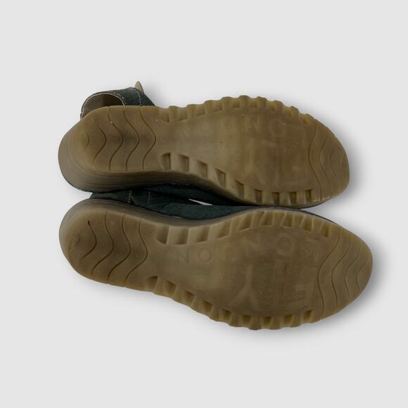 Fly London Olive Green Perforated Leather Wedge Sandals Size 41 - Picture 4 of 8